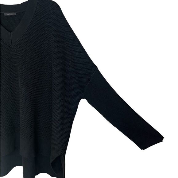 Natori Black Long Sleeve Cashmere Blend V-Neck Oversized Sweater Size Small - Picture 6 of 9